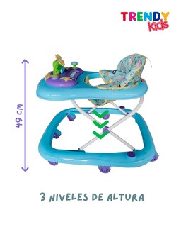 Foto 3 | Foto 3 | Trendy Kids Andadera Turtly Para Bebé 6–18 Meses – Color Azul Con Charola Interactiva Altura Ajustable Y Ruedas De Gel