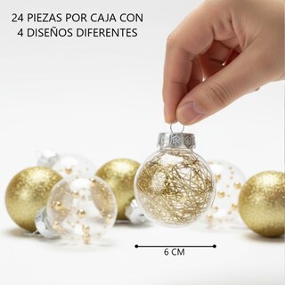 Foto 4 | Foto 4 | Esferas Navideñas De Cm-top 24 Piezas De 6cm De Color Dorado