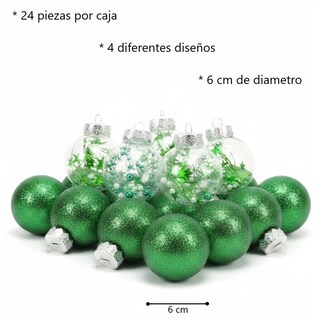 Foto 4 | Foto 4 | Esferas Navideñas De Cm-top 24 Piezas De 6cm De Color Verde