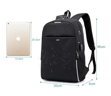 Foto 2 | Foto 2 | Estudiante Mochila Impermeable Antirrobo Con Usb Negro