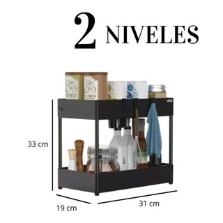 Foto 2 | Foto 2 | Organizador Multiusos Plástico 2 Niveles Eo Safe Imports Esi-21926 Negro