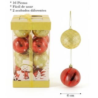 Foto 5 | Foto 5 | Esferas Navideñas De Cm-top 16 Piezas De 6cm Color Rojo
