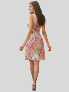 Foto 3 | Foto 3 | Vestidos Casuales Mujer Vestido Corto Midi Ves-1028 Rosa Claro Outfit Casual