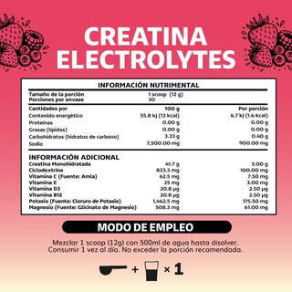 Foto 8 | Foto 8 | Creatina Monohidratada Con Electrolitos Y Ciclodextrina (30 Porciones Frutos Rojos)