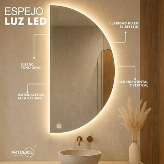 Foto 3 | Foto 3 | Espejo Decorativo Forma Media Luna 50 X 100 Cm Touch Cálida
