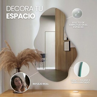 Foto 3 | Foto 3 | Espejo Decorativo Forma Irregular Amorfo 40 X 80 Cm