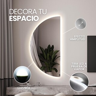 Foto 3 | Foto 3 | Espejo Decorativo Forma Media Luna 40 X 80 Cm Led Fría