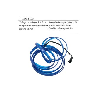 Foto 3 | Foto 3 | Wire Hilo Belug 3m Luminoso Luz Neon Dj Cable Tron Led Tira Neon Azul
