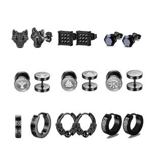 Foto 1 | Foto 1 | Xtellar 9pares Aretes Hombre Piercing Acero Inoxidable Vikingas Runa
