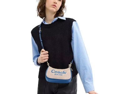 Foto 4 | Foto 4 | Bolsa Crossbody Coach Teri Color Beige Liso Con Logo En Azul Canvas