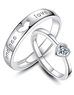Foto 1 | Foto 1 | Xtellar 2 Anillos Promesa Plata Fina 925 Parejas Compromiso Corazón Color Plateado Talla Ajustable