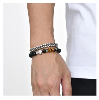 Foto 2 | Foto 2 | Xtellar Pulsera Hombre Acero Inoxidable Cruz Ojo De Tigre Negro
