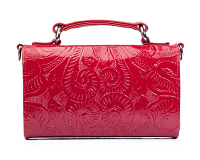 Foto 2 | Foto 2 | Bolso Crossbody A Ángelozano De Charol Vegano Con Grabado Tipo Cincelado Modelo Lupita Color Rojo