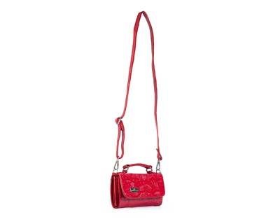 Foto 6 | Foto 6 | Bolso Crossbody A Ángelozano De Charol Vegano Con Grabado Tipo Cincelado Modelo Lupita Color Rojo