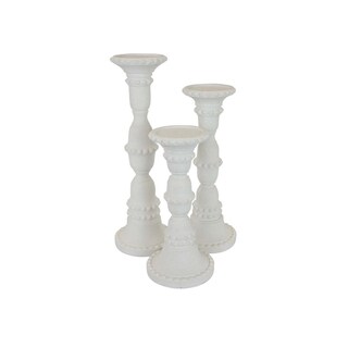 Foto 1 | Foto 1 | Set De 3 Portavelas Benzara Alto Resina Blanca 48 Cm - Venta Internacional.