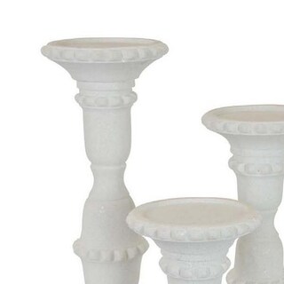 Foto 3 | Foto 3 | Set De 3 Portavelas Benzara Alto Resina Blanca 48 Cm - Venta Internacional.