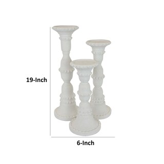 Foto 5 | Foto 5 | Set De 3 Portavelas Benzara Alto Resina Blanca 48 Cm - Venta Internacional.