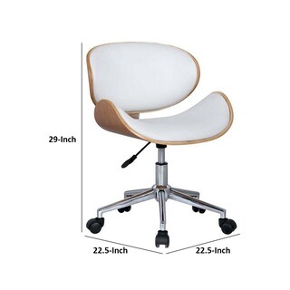 Foto 5 | Foto 5 | Silla Giratoria Benzara Bm304614 De 58 Cm De Piel Sintética Blanca - Venta Internacional.