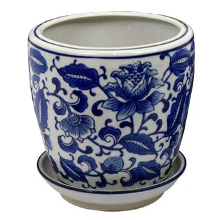 Foto 2 | Foto 2 | Set De 4 Macetas Benzara De Cerámica Con Estampado Floral Vintage - Venta Internacional.