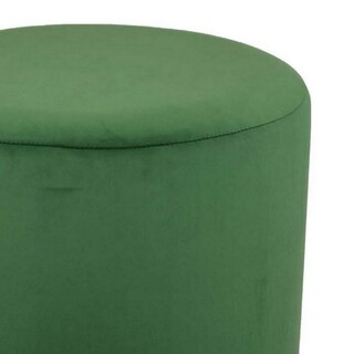 Foto 2 | Foto 2 | Otomana Benzara Mindy Redonda 48 Cm De Terciopelo Verde Dorado - Venta Internacional.