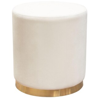 Foto 1 | Foto 1 | Otomana Benzara Himo  Redonda  Acolchada  De Terciopelo  48 Cm  Color Dorado Crema - Venta Internacional.