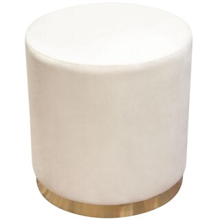 Foto 2 | Foto 2 | Otomana Benzara Himo  Redonda  Acolchada  De Terciopelo  48 Cm  Color Dorado Crema - Venta Internacional.