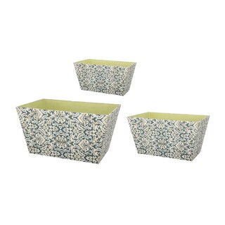 Foto 1 | Foto 1 | Set De 3 Recipientes Rectangulares Benzara Color Azul Y Beige 23 X 35 X 19 Cm - Venta Internacional.