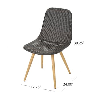 Foto 5 | Foto 5 | Silla De Comedor Lateral Benzara Illa Con Patas De Mimbre Gris Oscuro - Venta Internacional.