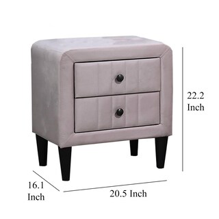 Foto 5 | Foto 5 | Mesita De Noche Rheo De Mesa Benzara Con 2 Cajones 56 Cm Terciopelo Rosa - Venta Internacional.