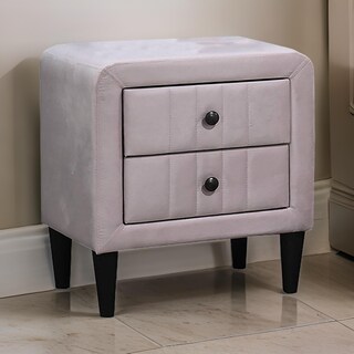 Foto 6 | Foto 6 | Mesita De Noche Rheo De Mesa Benzara Con 2 Cajones 56 Cm Terciopelo Rosa - Venta Internacional.
