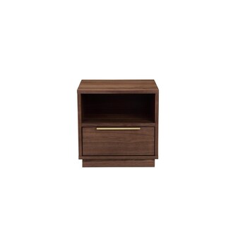 Foto 2 | Foto 2 | Mesita De Noche Benzara Tommy 39x44x44 Cm 1 Cajón Marrón Dorado - Venta Internacional.