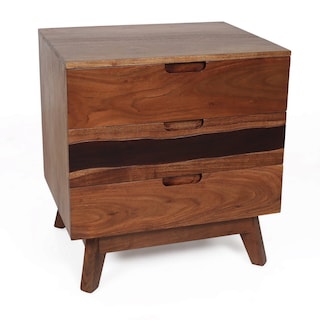 Foto 1 | Foto 1 | Mesa De Noche Benzara De 23 Pulgadas  Madera De Acacia  3 Cajones  Color Marrón - Venta Internacional.