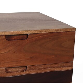 Foto 3 | Foto 3 | Mesa De Noche Benzara De 23 Pulgadas  Madera De Acacia  3 Cajones  Color Marrón - Venta Internacional.