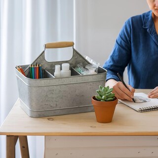 Foto 6 | Foto 6 | Carry All Serveware Benzara Metal Galvanizado Gris 28 X 18 X 24 Cm - Venta Internacional.