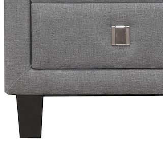 Foto 4 | Foto 4 | Mesita De Noche Benzara Con Un Solo Cajón Envuelto En Tela Gris - Venta Internacional.