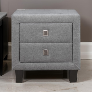 Foto 6 | Foto 6 | Mesita De Noche Benzara Con Un Solo Cajón Envuelto En Tela Gris - Venta Internacional.