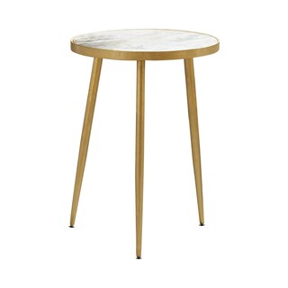 Foto 1 | Foto 1 | Mesa Benzara Redonda De Mármol De 22 Pulgadas En Oro Blanco - Venta Internacional.
