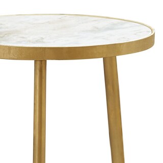 Foto 2 | Foto 2 | Mesa Benzara Redonda De Mármol De 22 Pulgadas En Oro Blanco - Venta Internacional.