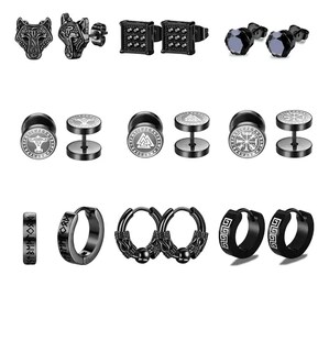 Foto 1 | Foto 1 | 9pares Aretes Xtellar Hombre Piercing Acero Inoxidable