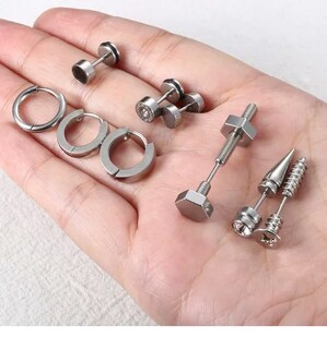 Foto 2 | Foto 2 | Pack 9 Piercing Xtellar Pares Aretes Hombre Con Arracadas