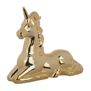 Foto 1 | Foto 1 | Figura De Unicornio De Cerámica Benzara  28 Cm  Acabado Dorado - Venta Internacional.
