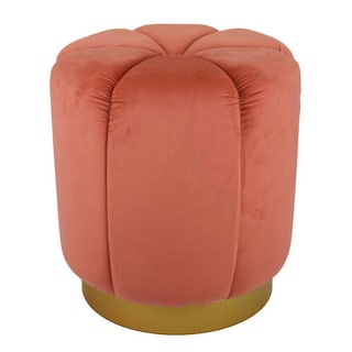Foto 1 | Foto 1 | Taburete Otomano Benzara Sylvie Redondo De Terciopelo  48 Cm  Oro Rojo - Venta Internacional.