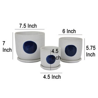 Foto 5 | Foto 5 | Maceta Benzara Meon Juego De Cerámica Blanca Y Azul 3 Piezas - Venta Internacional.