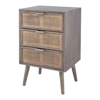 Foto 1 | Foto 1 | Cómoda Benzara Cae 71 Cm  3 Cajones  Madera De Pino Y Ratán  Color Gris - Venta Internacional.