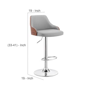 Foto 5 | Foto 5 | Taburete De Bar Benzara Ajustable Giratorio De Piel Sintética Gris - Venta Internacional.