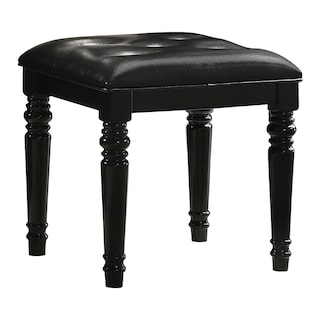 Foto 1 | Foto 1 | Taburete Benzara Kya De Cuero Sintético Negro Con Mechones De 20 Pulgadas - Venta Internacional.