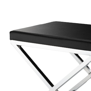 Foto 3 | Foto 3 | Taburete Accent Benzara Myra De 21 Pulgadas De Piel Sintética Color Negro Cromado - Venta Internacional.