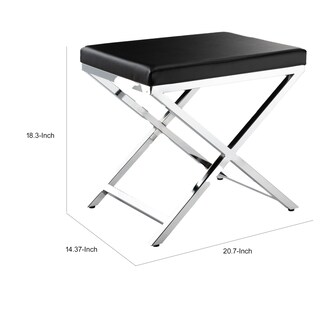 Foto 5 | Foto 5 | Taburete Accent Benzara Myra De 21 Pulgadas De Piel Sintética Color Negro Cromado - Venta Internacional.