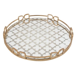 Foto 1 | Foto 1 | Bandeja Benzara Sui  46 Cm  Fondo Redondo De Cristal  Marco Dorado - Venta Internacional.