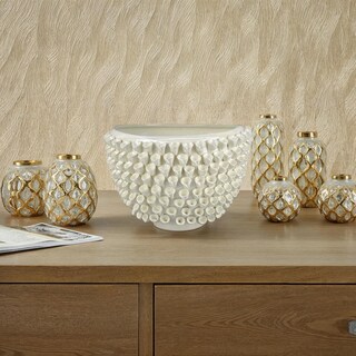 Foto 6 | Foto 6 | Cuenco Decorativo Benzara 36 Cm De Cerámica Blanca Con Textura 3d - Venta Internacional.